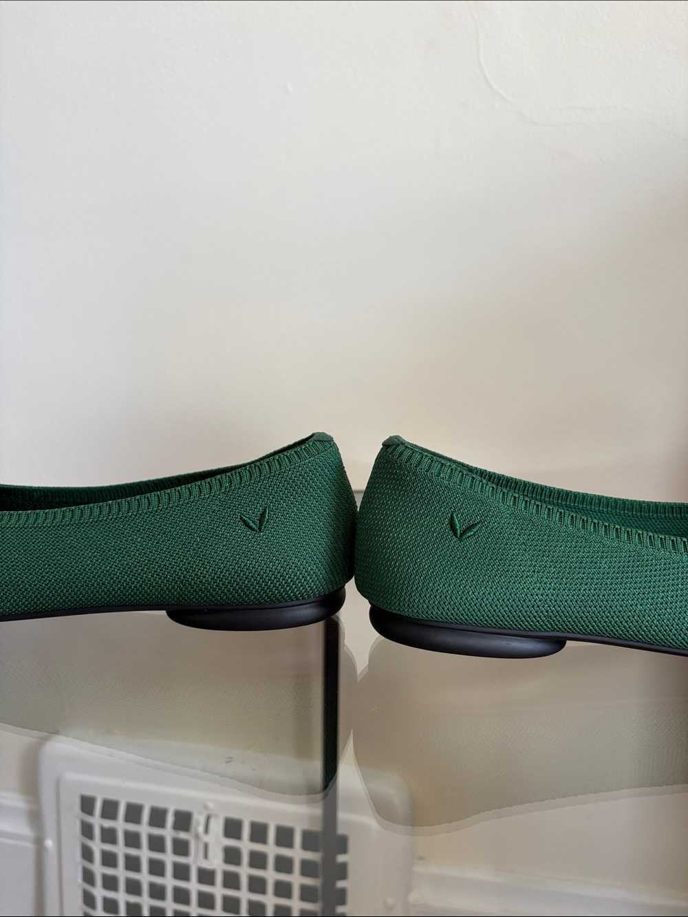Women's Green Knit Ballet Flats - Picture 2 of 10